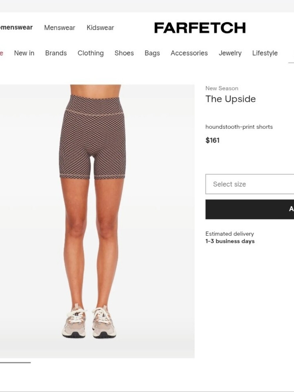 The Upside Zoe Houndstooth Sports Workout Athlesiure Bike Short NWT XS Khaki Blk
